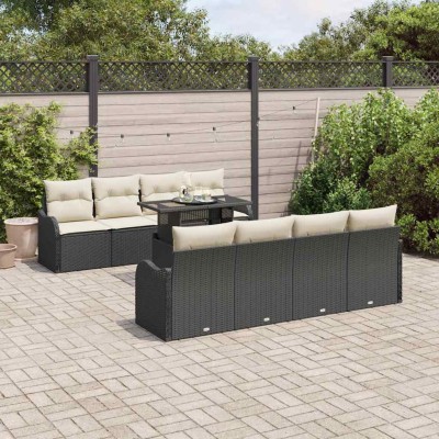 Conjunto de sofá de jardín Manual 9 pcs Negro 100 x 55 x 73 cm