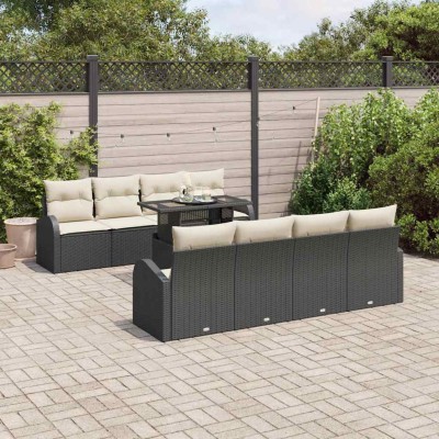 Conjunto de sofá de jardín Manual 9 pcs Negro 100 x 55 x 73 cm