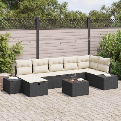 Conjunto de sofá de jardín 8 pcs Negro 55 x 62 x 69 cm