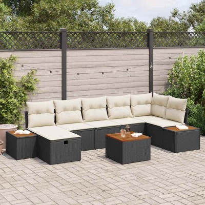 Conjunto de sofá de jardín 8 pcs Negro 55 x 62 x 69 cm