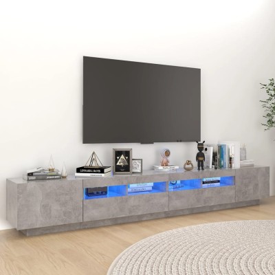 Mueble para TV con luces LED gris hormigón 260x35x40 cm