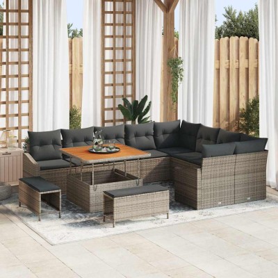 Conjunto de sofá de jardín 12 pcs Gris 100 x 100 x 71 cm