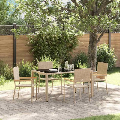 Conjunto de Comedor de Jardín 5 pcs Beige 150 x 90 x 75 cm