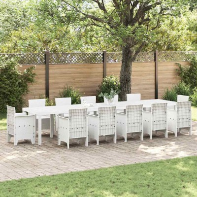Mesa de Jardín Blanco 400 x 100 x 73 cm ratán sintético
