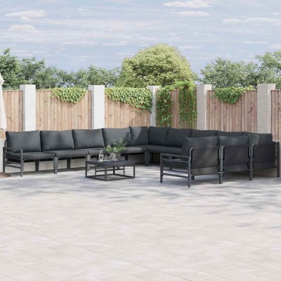 Conjunto de sofá de jardín 12 pcs Antracita Acero