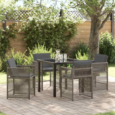 Conjunto de Comedor de Jardín 5 pcs Gris ratán sintético