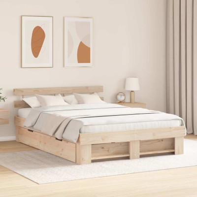 Estructura de cama Marrón 140 x 200 cm Madera maciza de pino