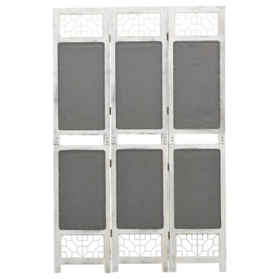 Biombo divisor de 3 paneles de tela gris 105x165 cm