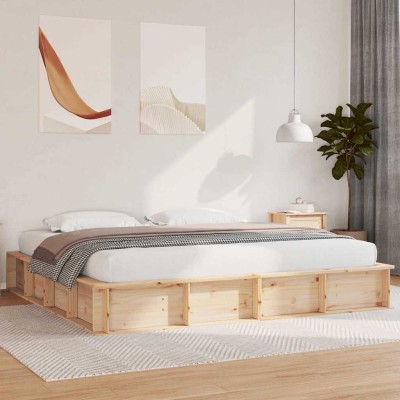 Estructura de cama Marrón 200 x 200 cm Madera de pino