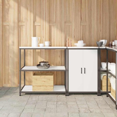 Juego de Almacenamiento de Cocina 2 pcs Blanco 150 x 50 x 92 cm