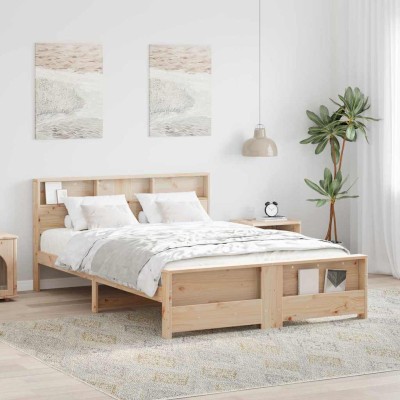 Estructura de cama Marrón 140 x 200 cm Madera maciza de pino
