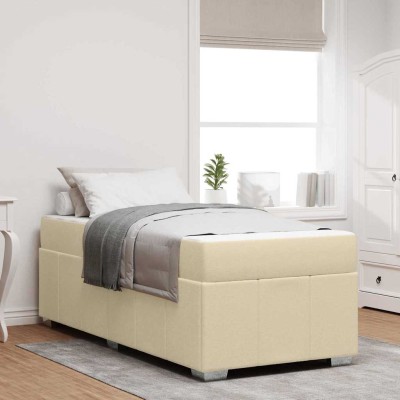 Estructura de cama con colchón Crema 80 x 200 cm tela