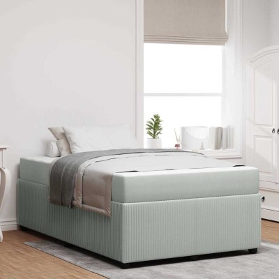 Estructura de cama con colchón Gris claro 120 x 190 cm