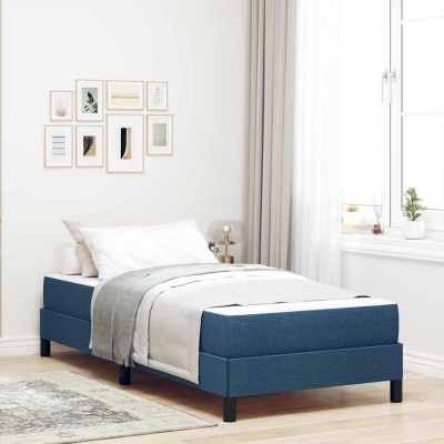 Cama tipo Box Spring con colchón Azul 90 x 200 cm tela