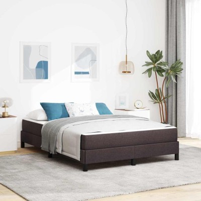 Cama tipo Box Spring Marrón oscuro 140 x 200 cm tela
