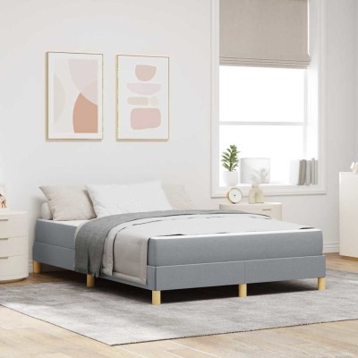 Cama tipo Box Spring Gris Claro y Marrón 160 x 200 cm