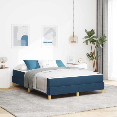 Cama tipo Box Spring Azul y marrón 160 x 200 cm