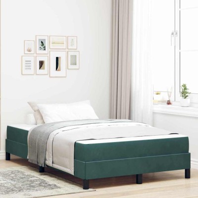 Cama box spring con colchón Verde oscuro 120 x 190 cm
