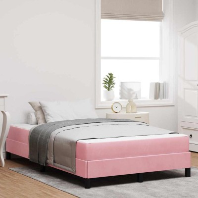 Cama box spring con colchón Rosa 120 x 190 cm Terciopelo