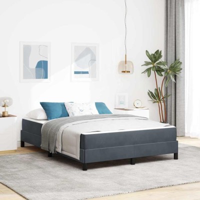 Cama box spring con colchón Gris oscuro 160 x 200 cm Terciopelo
