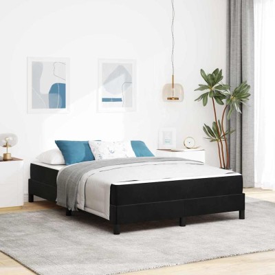 Cama box spring con colchón Negro 160 x 200 cm Terciopelo