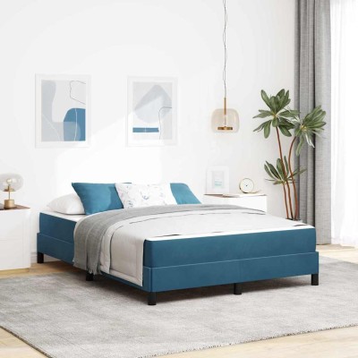 Cama box spring con colchón Azul Oscuro 160 x 200 cm Terciopelo