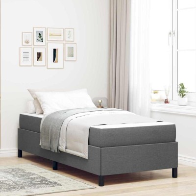 Cama tipo Box Spring Gris oscuro y Negro 90 x 190 cm