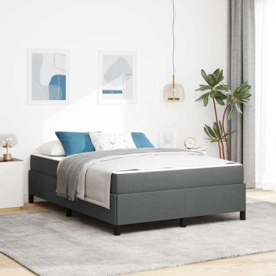 Cama tipo Box Spring Gris oscuro y Negro 160 x 200 cm