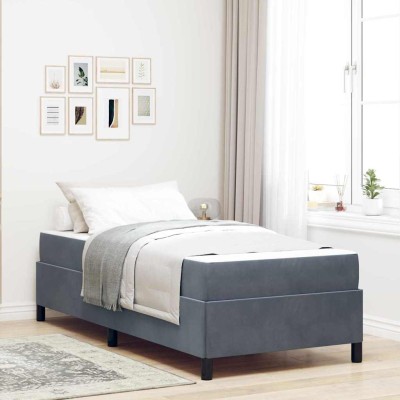 Estructura de cama Gris oscuro y Blanco 100 x 200 cm Terciopelo