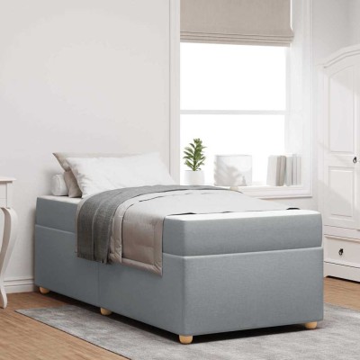 Estructura de cama con colchón Gris claro 80 x 200 cm tela