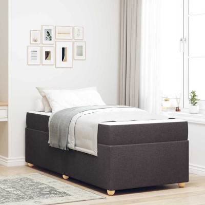 Estructura de cama Marrón oscuro 90 x 190 cm Muelles ensacados