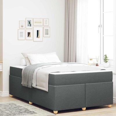 Estructura de cama con colchón Gris oscuro 120 x 190 cm tela
