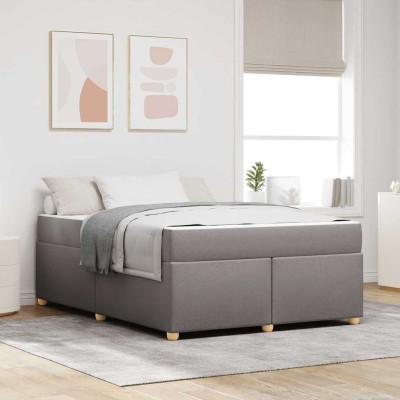 Estructura de cama con colchón Taupé 160 x 200 cm tela