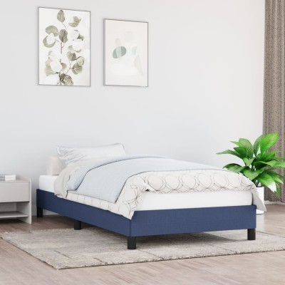 Estructura de cama sin colchón tela azul 100x200 cm