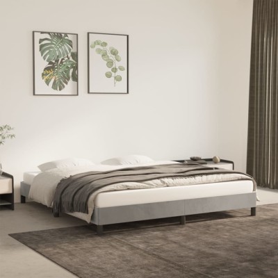 Estructura de cama sin colchón terciopelo gris claro 160x200 cm
