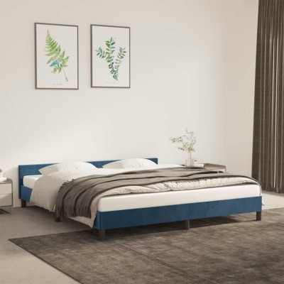 Estructura de cama sin colchón terciopelo azul oscuro 180x200cm