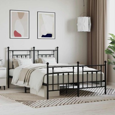 Estructura cama sin colchón con estribo metal negro 140x200 cm