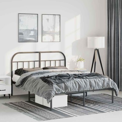 Estructura cama sin colchón con cabecero metal negro 135x190 cm