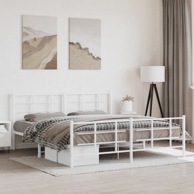 Estructura cama sin colchón con estribo metal blanco 183x213 cm