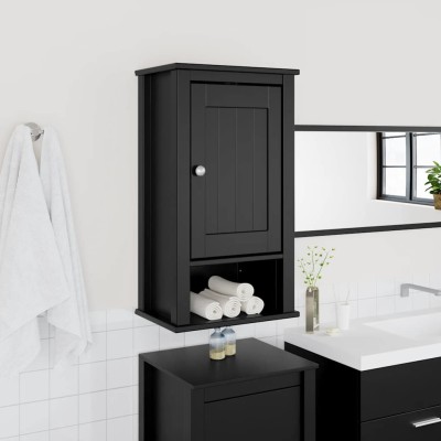 Mueble de pared baño BERG madera maciza pino negro 40x27x71,5cm