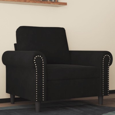Sillón de terciopelo negro 60 cm