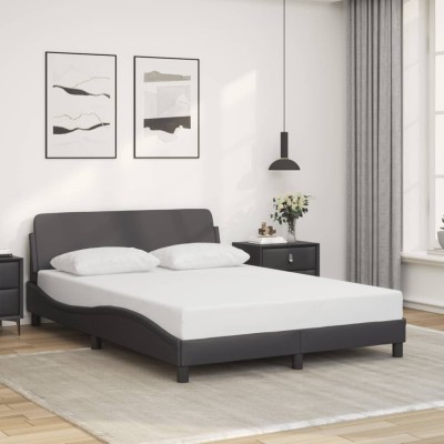 Estructura de cama sin colchón cuero sintético gris 120x200 cm