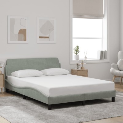 Estructura de cama sin colchón terciopelo gris claro 140x200 cm