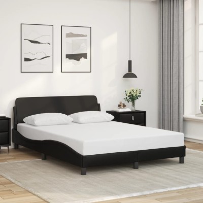 Estructura de cama sin colchón cuero sintético negro 140x200 cm