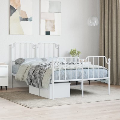 Estructura cama sin colchón con estribo metal blanco 120x200 cm