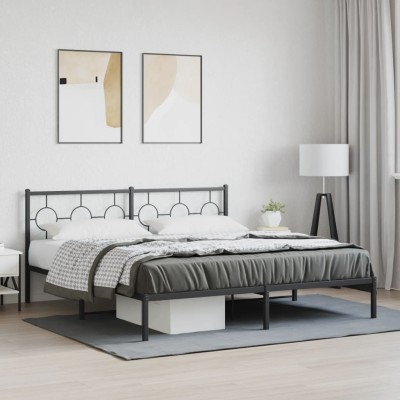 Estructura cama sin colchón con cabecero metal negro 183x213 cm