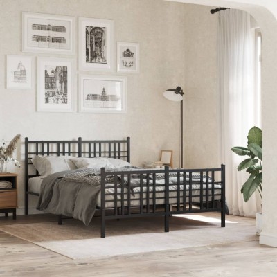 Estructura cama sin colchón con estribo metal negro 137x190 cm