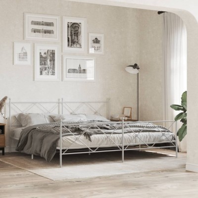 Estructura cama sin colchón con estribo metal blanco 193x203 cm