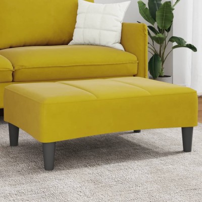 Reposapiés de terciopelo amarillo 77x55x31 cm