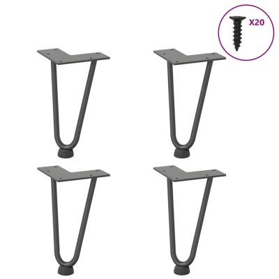 Patas de horquilla para mesa de centro (4 unidades, antracita, 20 cm, acero macizo)